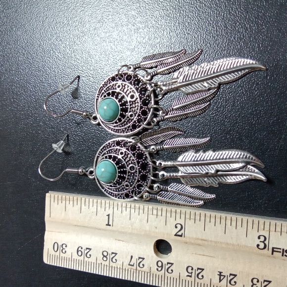 Feather Dream Catcher Hook Earrings - Picture 6 of 7